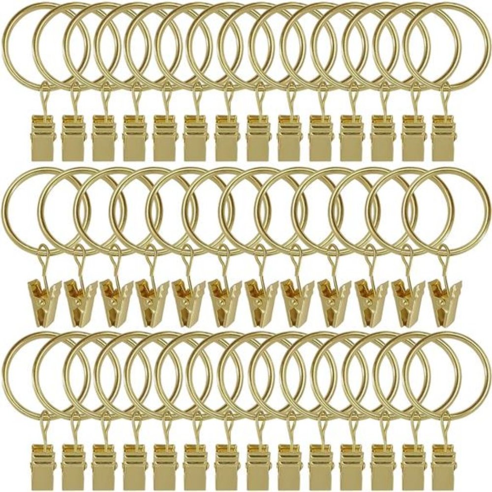 40 Pack Curtain Rings with Clips, Drapery Clips Rings, Hangers Drapes 1.26 Inch